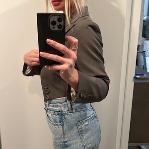 Cropped olive green Sea NY blazer
